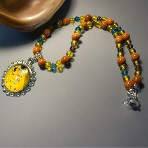 TERRA GEMMS Signature Goldstone & Art Glass Pendant Necklace